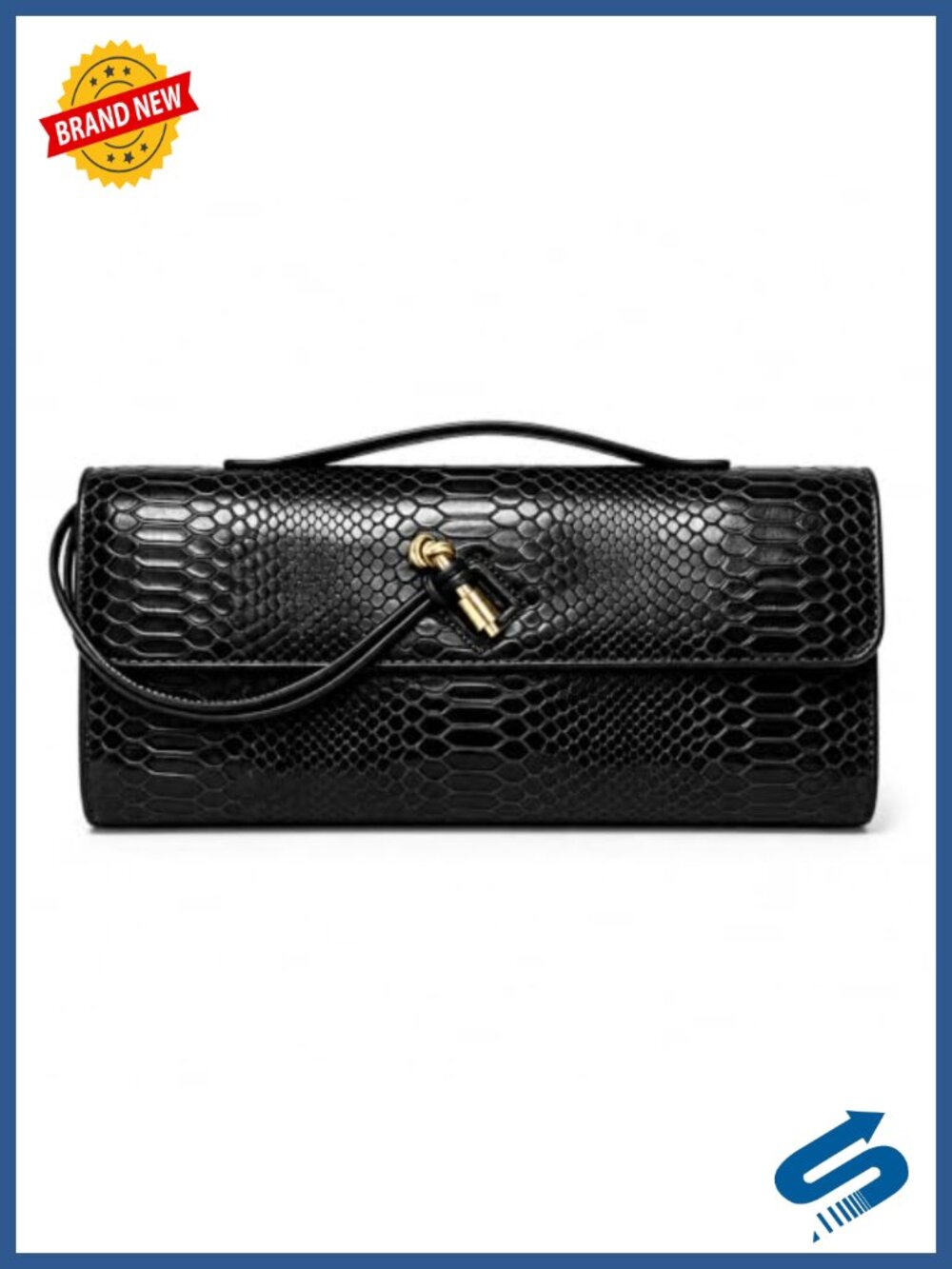 Woven Faux Leather Clutch Evening Bag, Crossbody Shoulder Handbag
